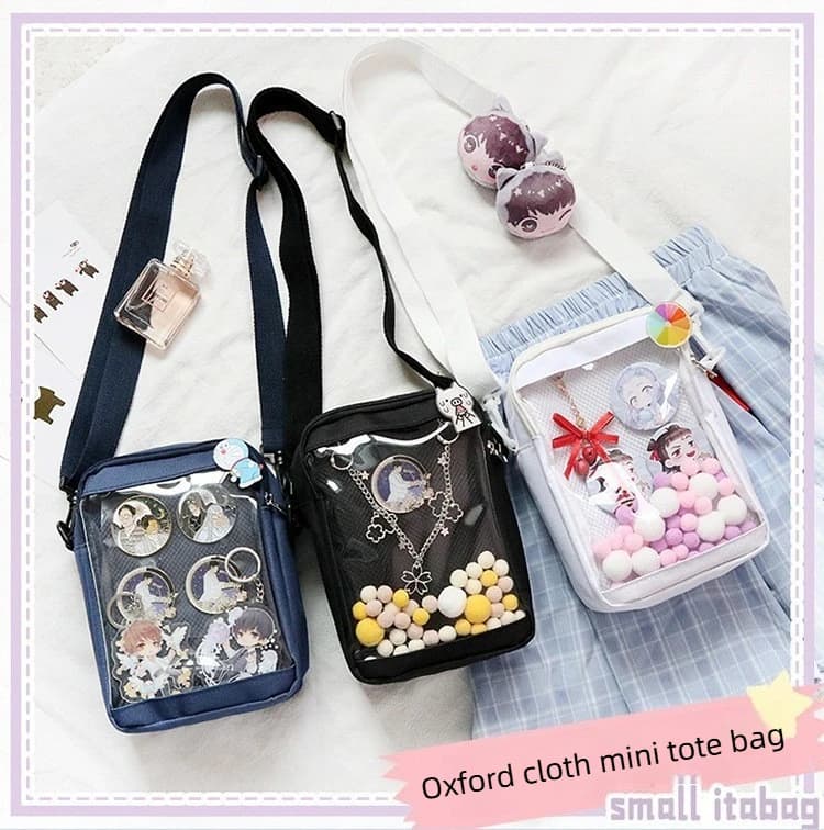 Japanese itabag Transparent Mini Crossbody Bag Girls Fashionable Versatile Anime-Inspired itabag Handbag Anime Pins Bag