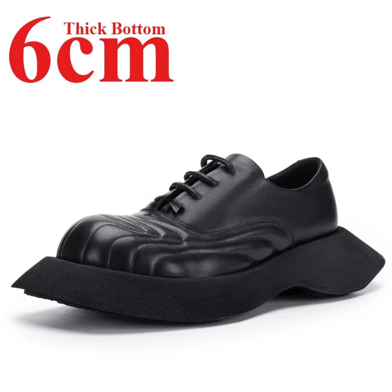 Scarpe derby casual dal design con suola irregolare per uomo Fondo spesso 6 cm Scarpe da uomo con altezza crescente in vera pelle fatte a mano