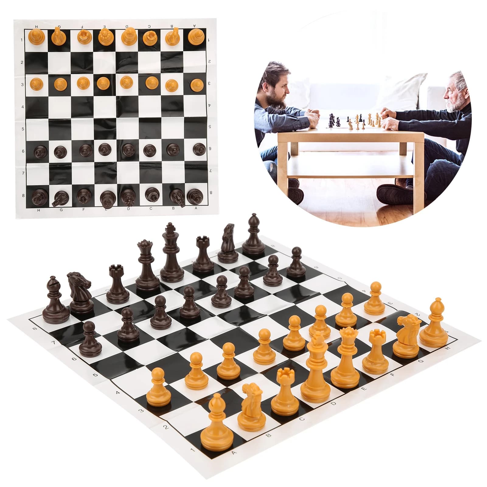 2 Set Gioco di scacchi Set di pezzi di scacchi Set portatile per bambini Gioco di scacchi per adulti