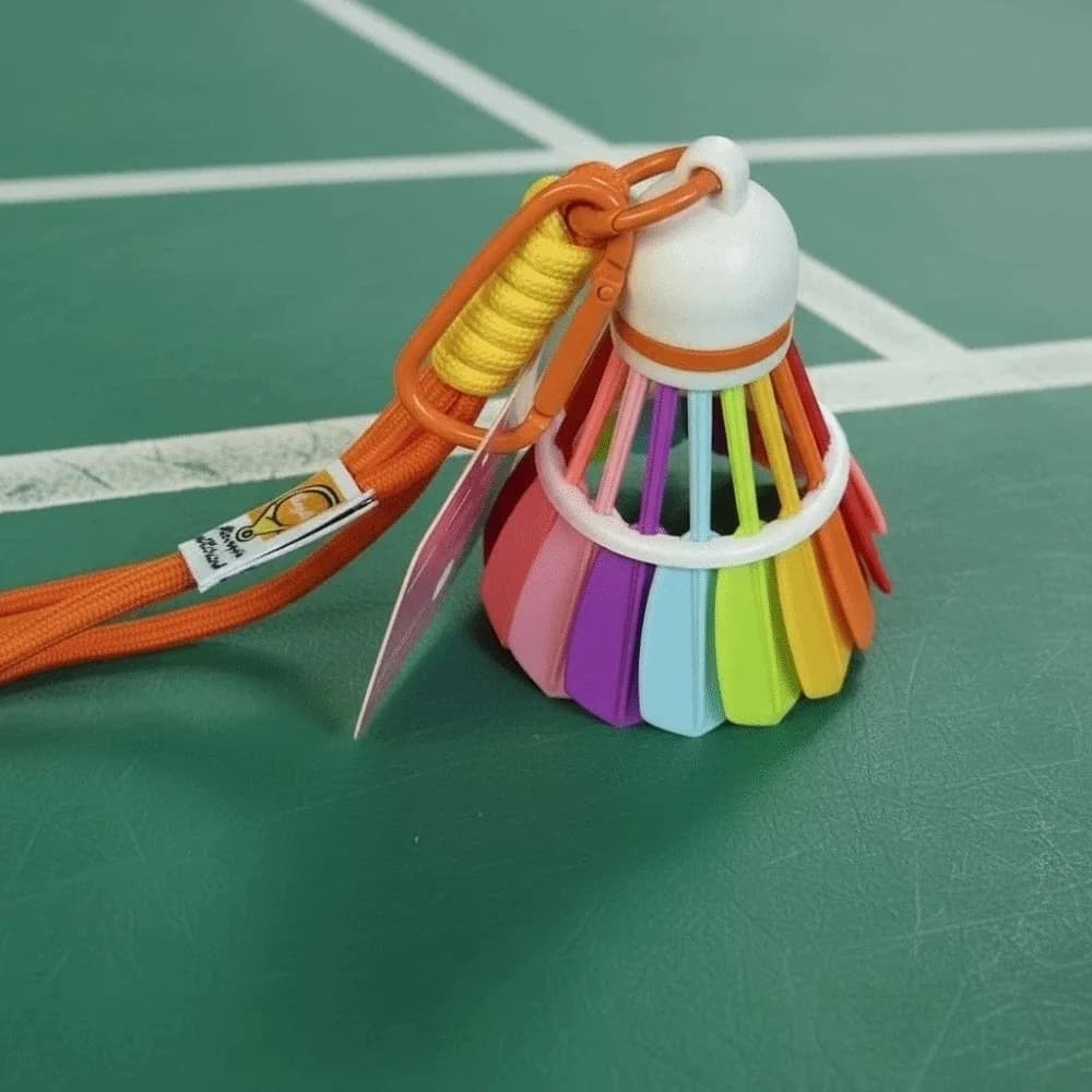 Portachiavi Badminton Arcobaleno, Artigianato Divertente, Ciondolo per Borsa Badminton Creativo con Cordino, Anello Portachiavi Stampato in 3D
