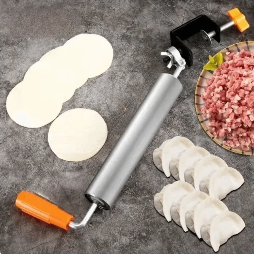 Mattarello antiaderente in acciaio inossidabile Superficie liscia Rullo per pasta rotante a 360 gradi Creatore di pasta con una sola mano che fa risparmiare manodopera