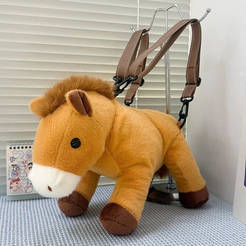 Borsa da viaggio zaino casual coreano Borsa da viaggio in peluche con cane simpatico cartone animato grande Borsa da bambola per ragazza da donna con tracolla in nylon di tendenza 2025