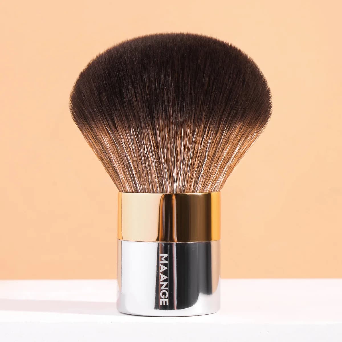 MAANGE 1pc Pennello per trucco professionale in polvere Pennello per cipria minerale Kabuki uniforme Manico premium Capelli morbidi e densi per il trucco regalo