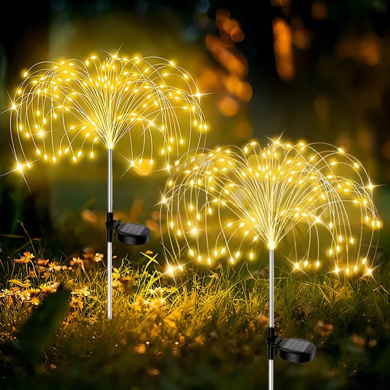 Luci LED Solari da Giardino per Esterni, Luci a Stringa a Forma di Fuochi d'Artificio per Sentieri, Patio, Eventi all'Aperto, Feste e Campeggio