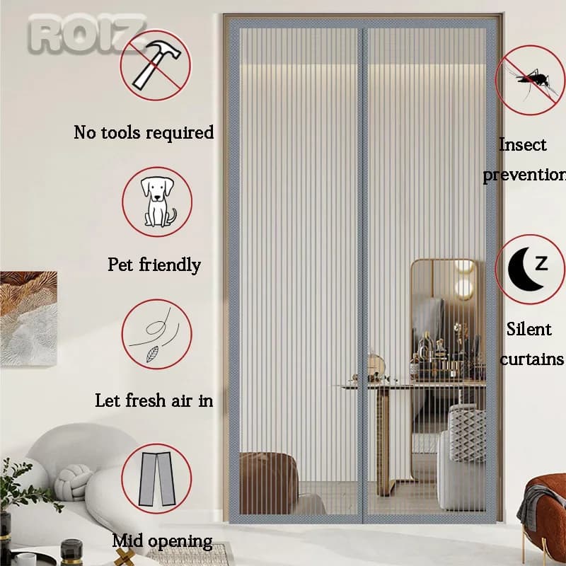 Summer mosquito and fly prevention, mosquito net, screen window, magnetic door curtain, self suction, no punching required