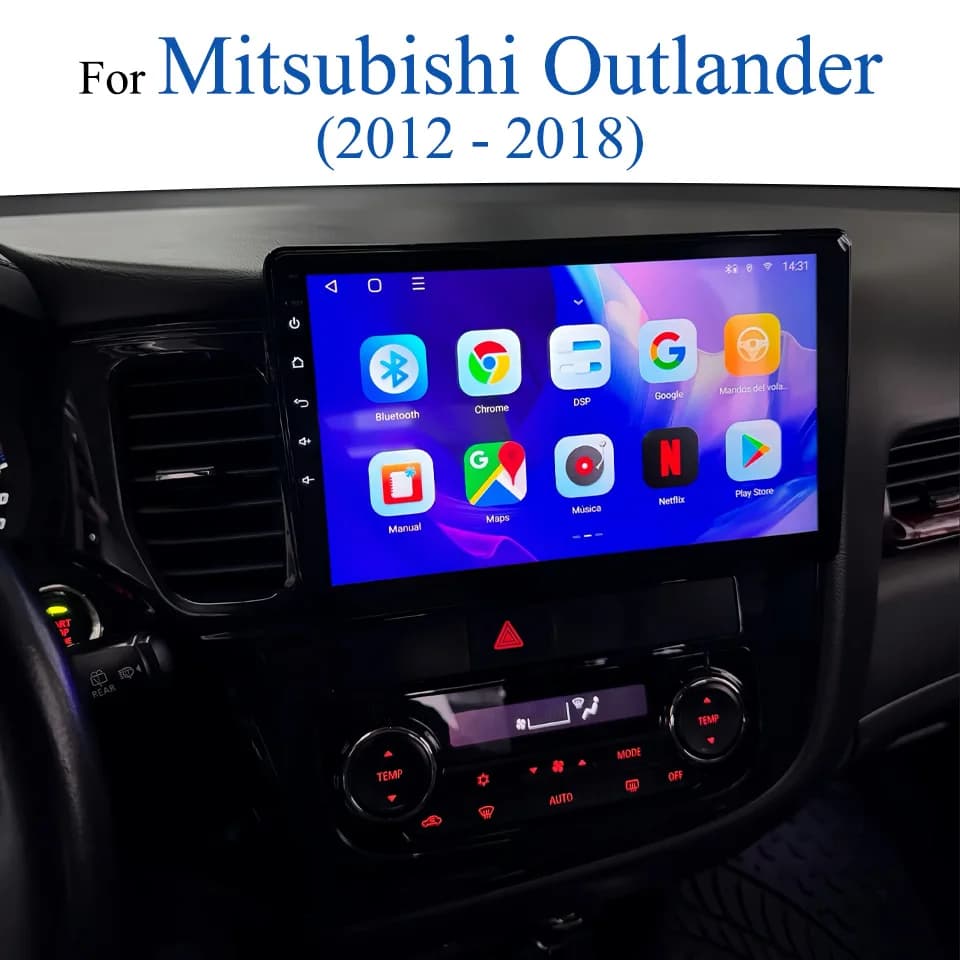 Per Mitsubishi Outlander 2012 2013 2014 2015 2016 2017 2018 Android 14 Autoradio Stereo Audio Video A/V HU Nastro DVD Cassetta RDS