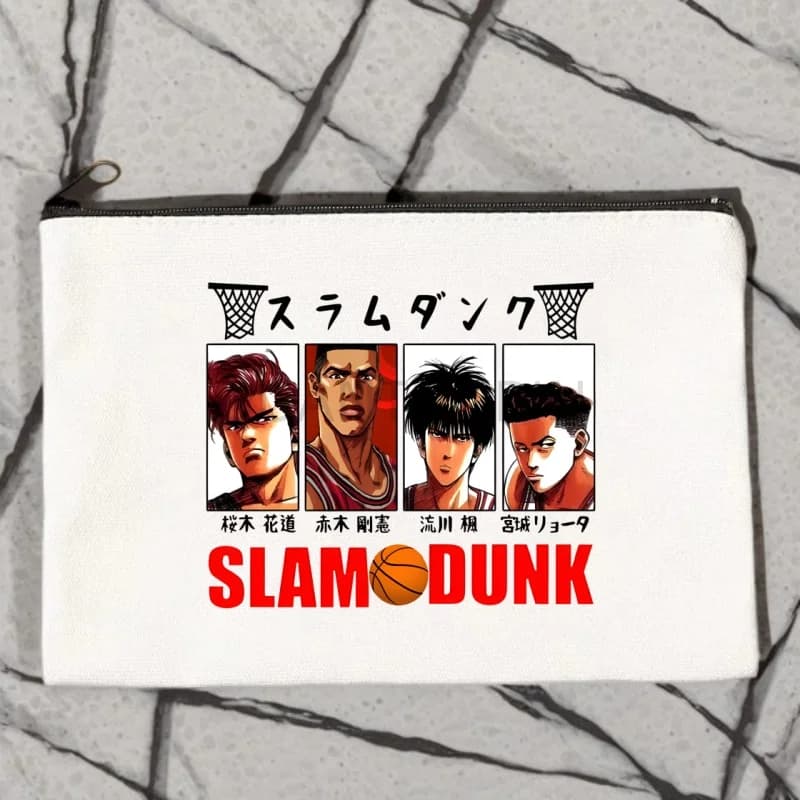 Slam Dunk Japan Anime Ryota Miyagi Sakuragi Hanamichi Kaede Rukawa Borsa per trucco piccola in tela da donna Borsa per cosmetici da viaggio