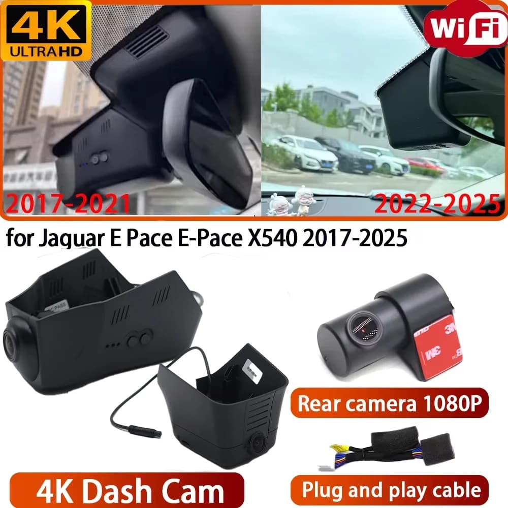 for Jaguar E Pace E-Pace X540 2017-2025 Video Recorder 4K DVR Dash Cam Wifi Camera 170° Angle Plug & Play Loop Recording