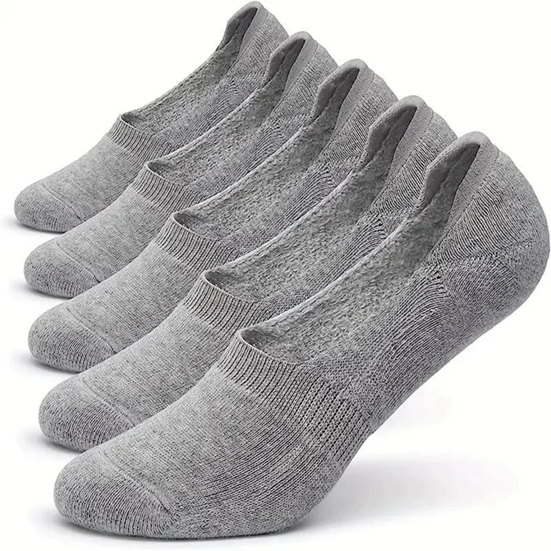 5 Paia/Lotto Calzini da Uomo alla Moda con Fondo in Spugna, Calzini Sportivi in Cotone Traspiranti con Silicone Antiscivolo Invisibili Plus