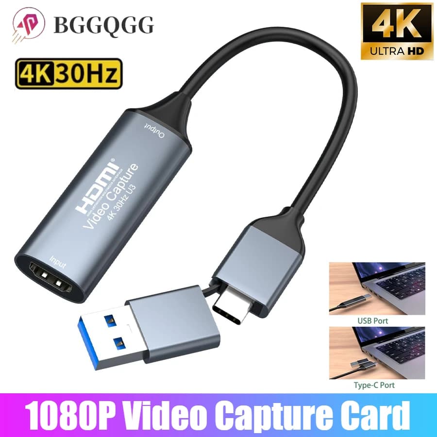 Scheda di acquisizione video 4K Compatibile con HDMI con USB 3.0/2.0 Tipo C Scheda di acquisizione audio per lo streaming di giochi Registrazione in streaming live