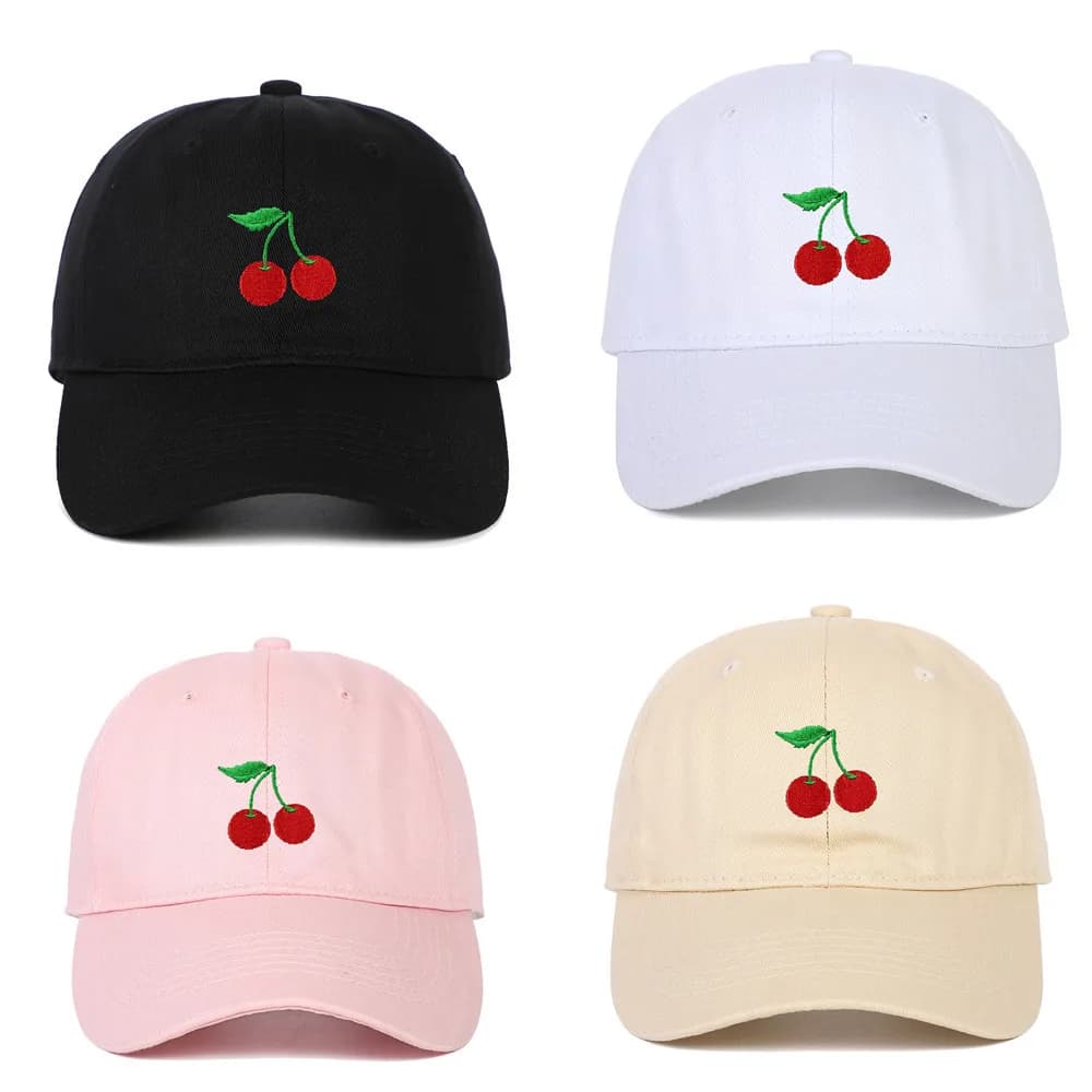1pc Embroidery Cherry Baseball Soft Top Hat for Men and Women,duckbill Hat for Outdoor Travel, Sunshade and Sun Protection Hats