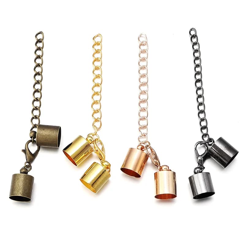 10 set 3-10mm moschettone ganci nappa punta in pelle tappi coda catena connettori per braccialetti fai da te collana creazione di gioielli