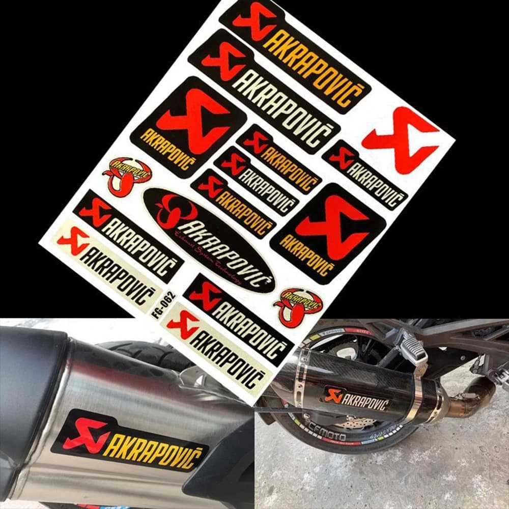 Accessori per Moto da Corsa, Adesivi Riflettenti Laser per Casco e Tubo di Scarico Akrapovic, Copertura Graffi