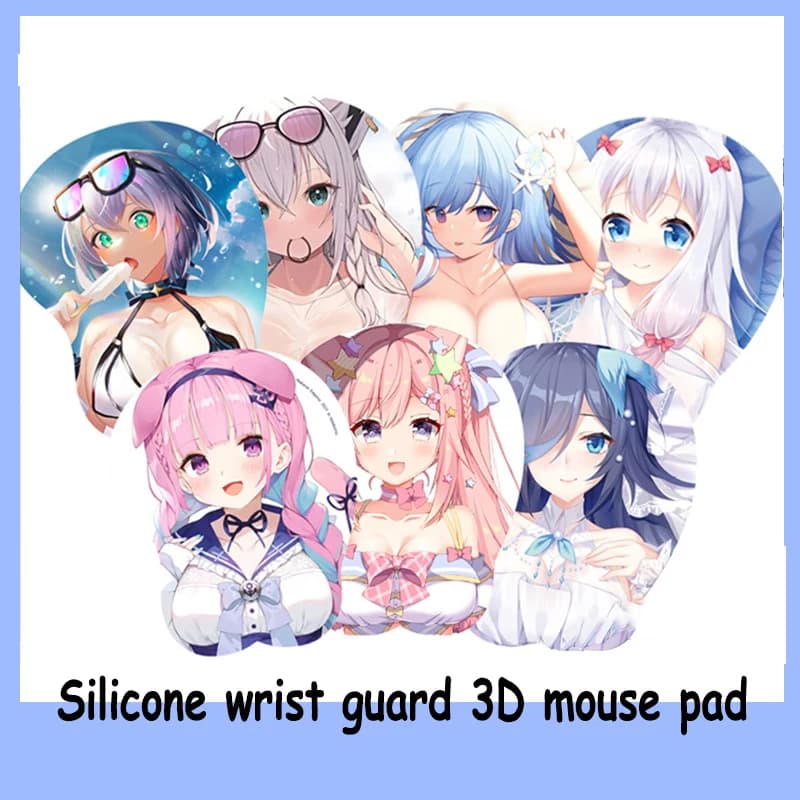 Protezione per il polso di animazione Ragazze carine Tappetino per mouse 3D Protezione per il polso in silicone Tappetini per mouse Decorazione della tavola e accessori 255x215x30mm