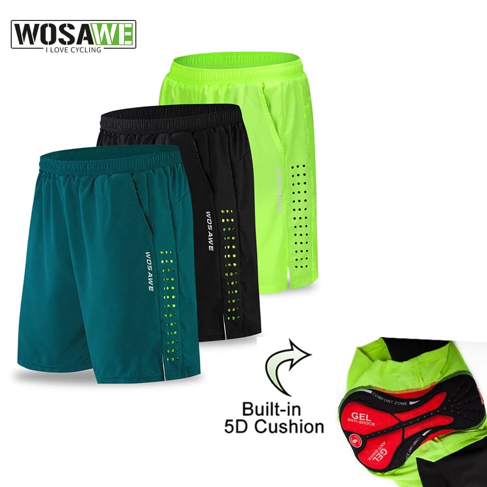 WOSAWE MTB Shorts Wide Shorts Quick Drying Breathable Skirts Men's Mountain Bike Shorts 5D Gel Pad Outdoor Cycling Pants