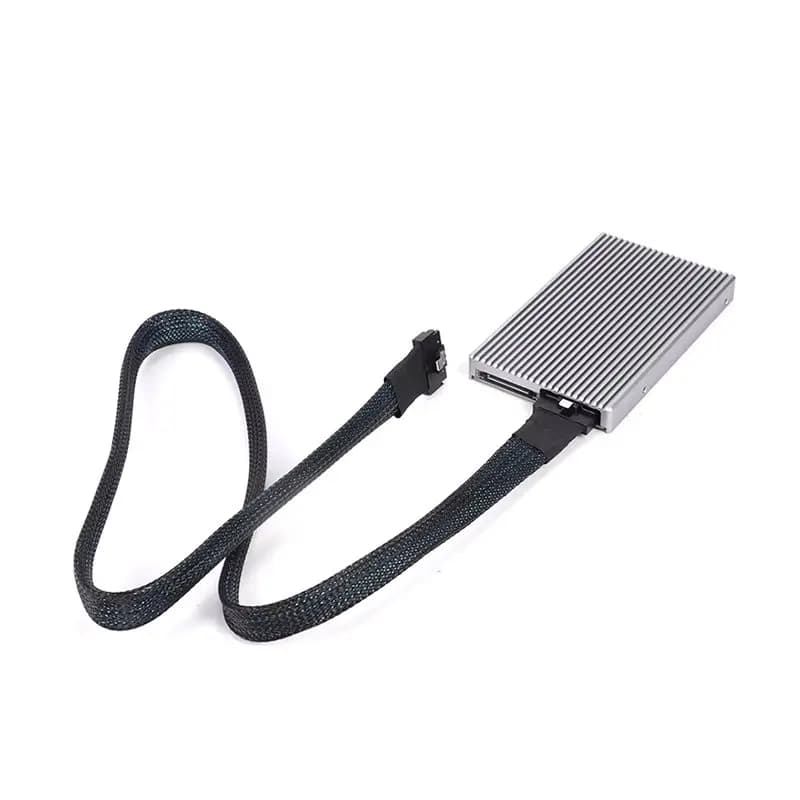 Adattatore efficiente da MCIO a 2 M.2 2280 NVMe con cavo A-B da 75 cm per scheda madre, scheda grafica esterna GPU, dissipatore di calore per HDD da 2,5 pollici