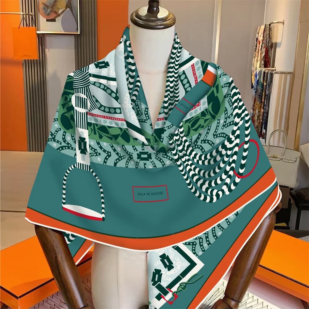 Sciarpa di cashmere di seta Donna Scialli arrotolati a mano manuali Sella di cavallo Sciarpe quadrate Avvolgere Bandana Marchio di lusso Hijab Foulard femminile