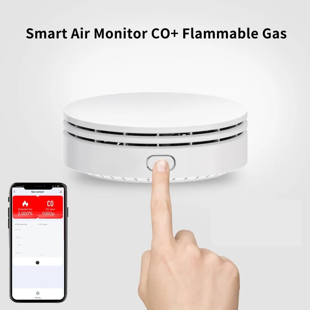 Lincukoo Tuya WiFi Smart Air Quality Monitor: Rilevatore di Gas CO, GPL, Gas Naturale, CH4, Butano con Allarme Sonoro e Luminoso, Scansione a 360 Gradi