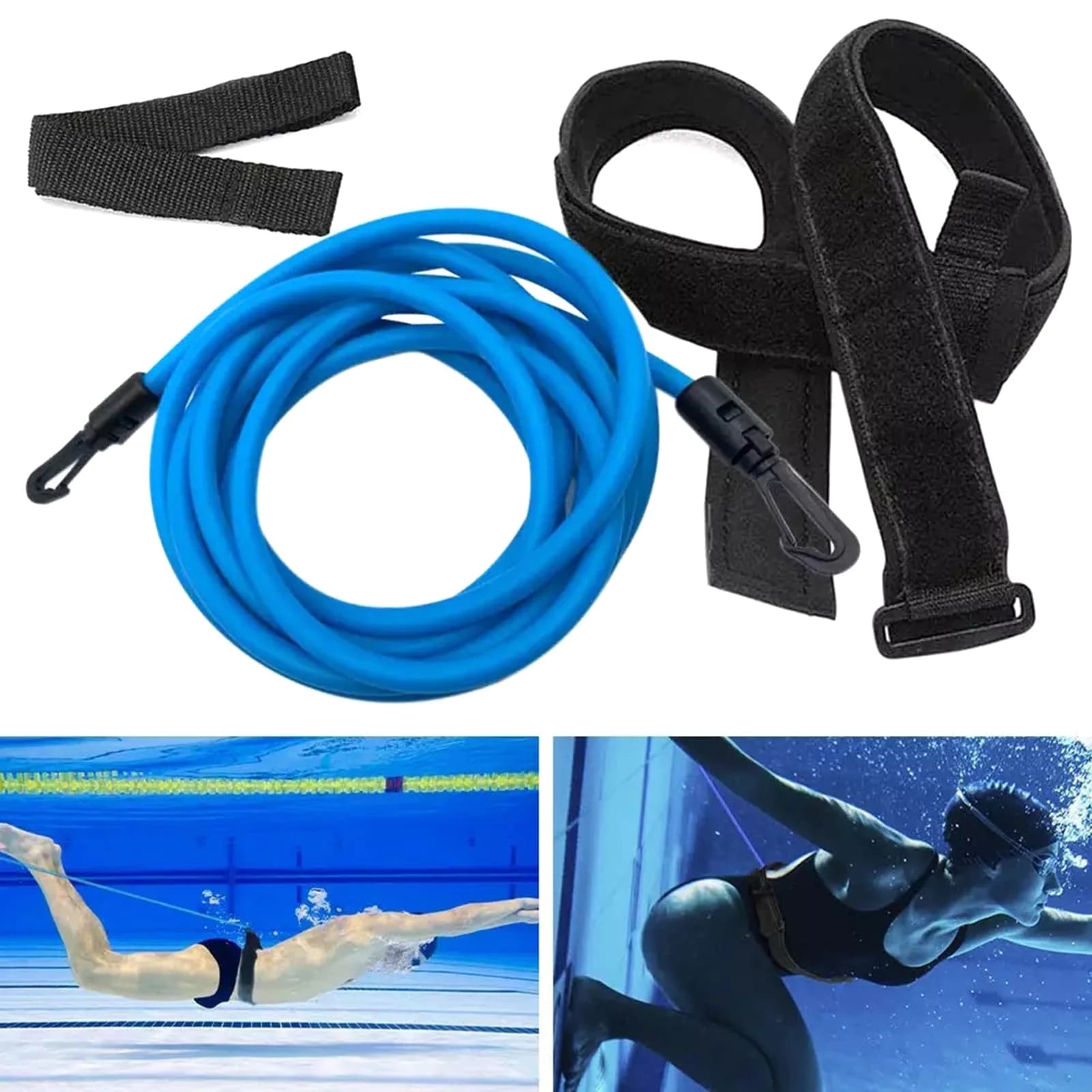 Allenatore di resistenza al nuoto Corda per esercizi di nuoto portatile Imbracatura per nuoto Cintura da nuoto statica per esercizi di nuoto per adulti