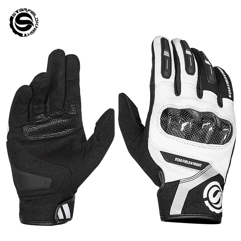 SFK White Motorcycle Gloves Summer Breathable Men Women Riding Equipment Carbon Fiber Joint Protection Non-slip Wear-resistant