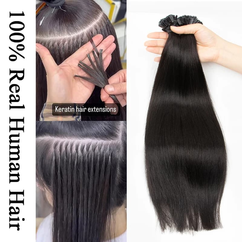 Extensioni per capelli VADES K Tip in cheratina pre-legate a caldo con punta a chiodo, Balayage naturale, liscio e setoso, 50G