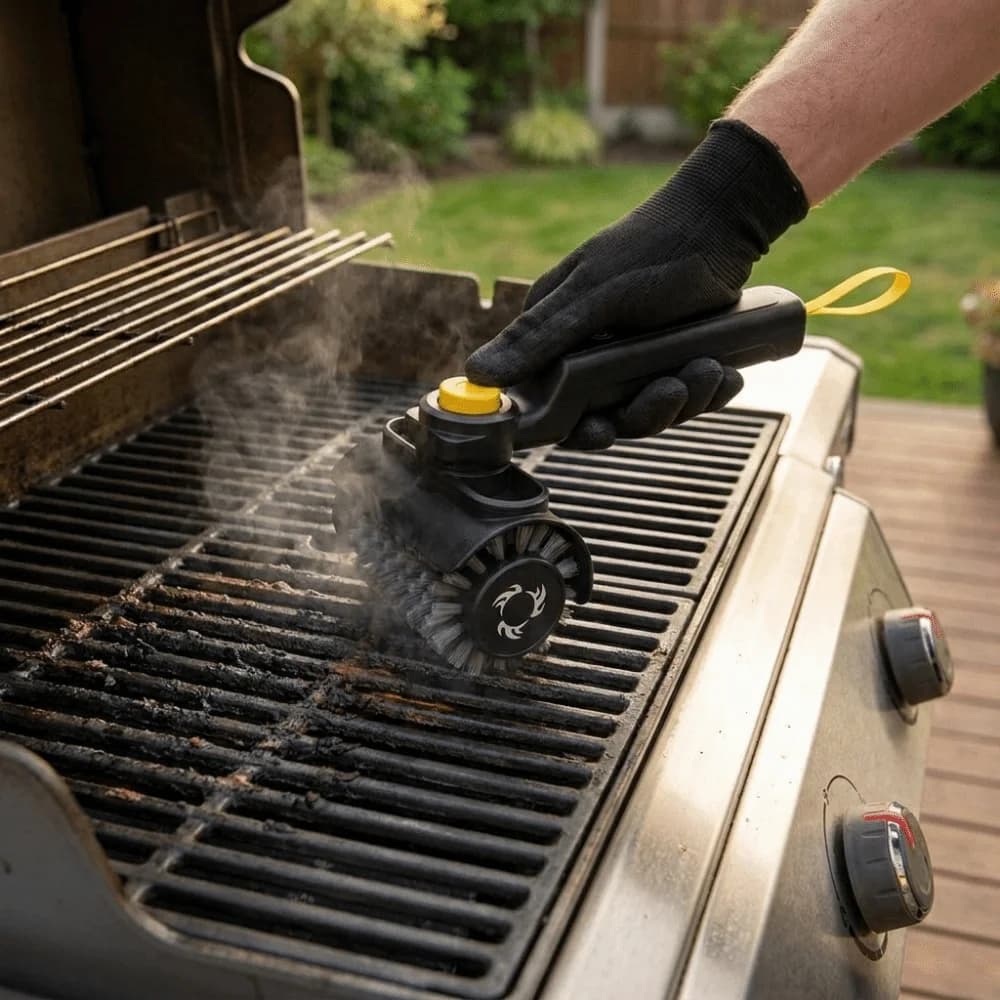 Portable Electric Grill Cleaning Brush Handheld Rotating BBQ Barbecue Brush 3 Replacement Head High Speed