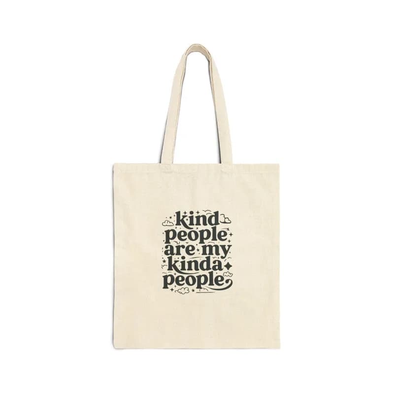 Cotton Tote Bag 'Kind People' Unisex Fashion, Reusable, Foldable, Casual, Printed, for Travel and Shopping