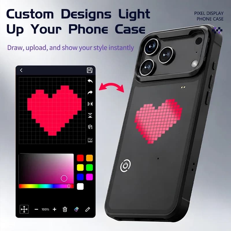 DIY Mode with APP Image Screen Case for IPhone 17 16 Pro Max Smart Function Phone Cases Anime Mobile Phone Accessories