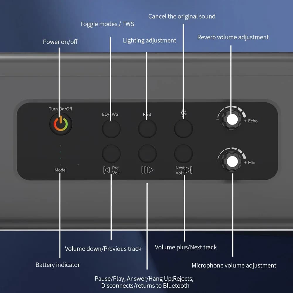 Macchina per karaoke a tripla frequenza con due microfoni wireless, X14 200W Stereo Bass Boombox, altoparlante per karaoke per adulti e bambini