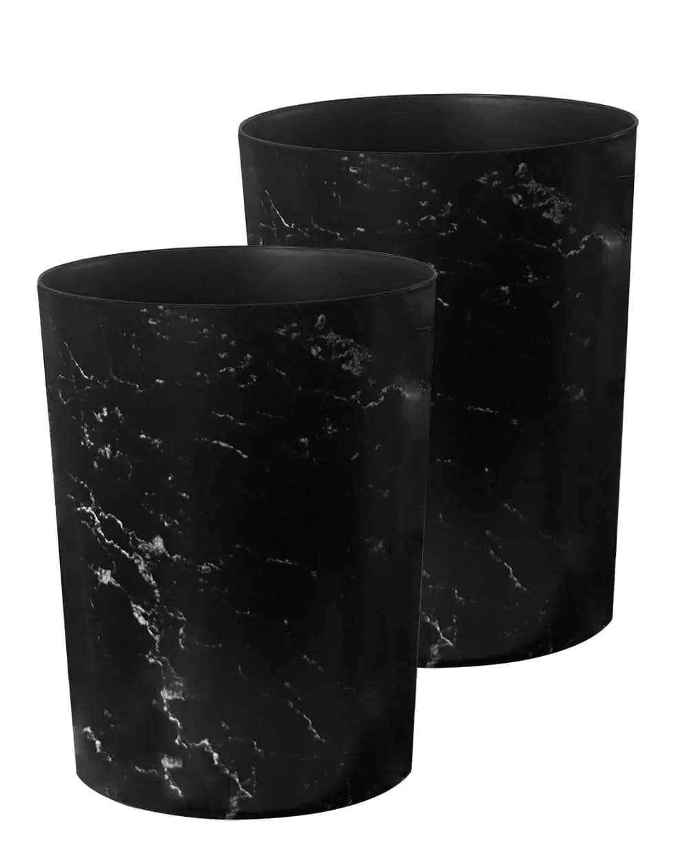 2 Gallon Small Trash Can for Bathroom, 2 Pack Wastebasket Garbage Can with Lid for Kitchen, Office, Bedroom, Laundry Room - Black