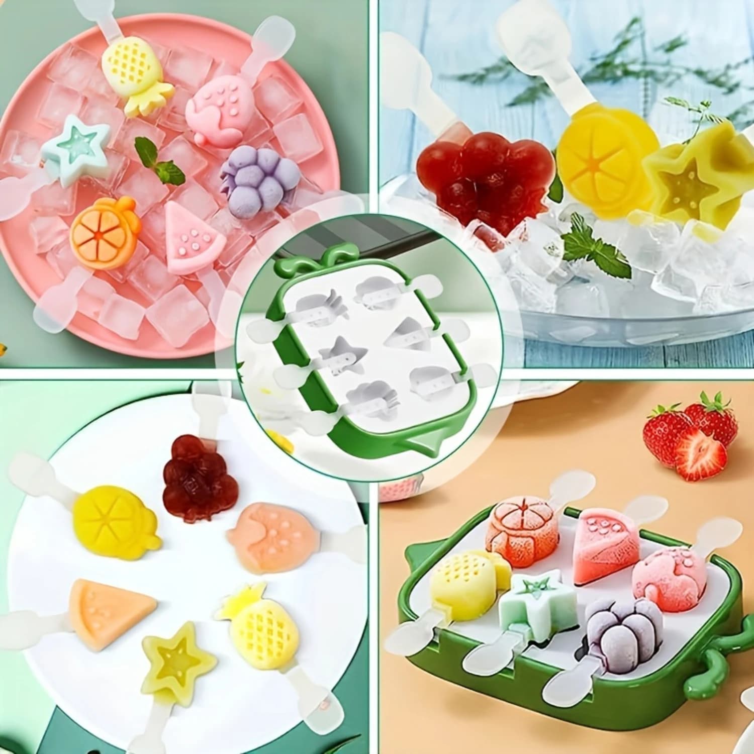 Set creativo di stampi per ghiaccioli da 1 pezzo - Stampo per gelato in plastica e scatola per cubetti di ghiaccio per dolcetti fatti in casa sicuri e facili - Stampo per gelatina per la casa
