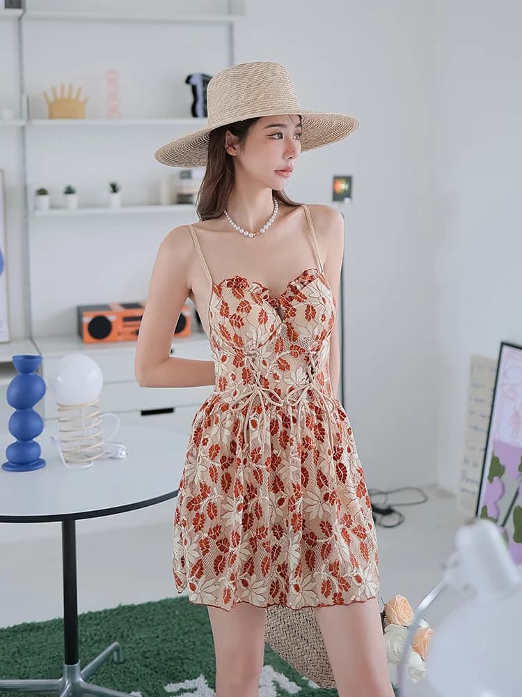 Alice 2023 New Women's Swimsuit Conservative Fairy Style Small Chest Gather Slimming Belly Covering Hot Spring Bathing Suit