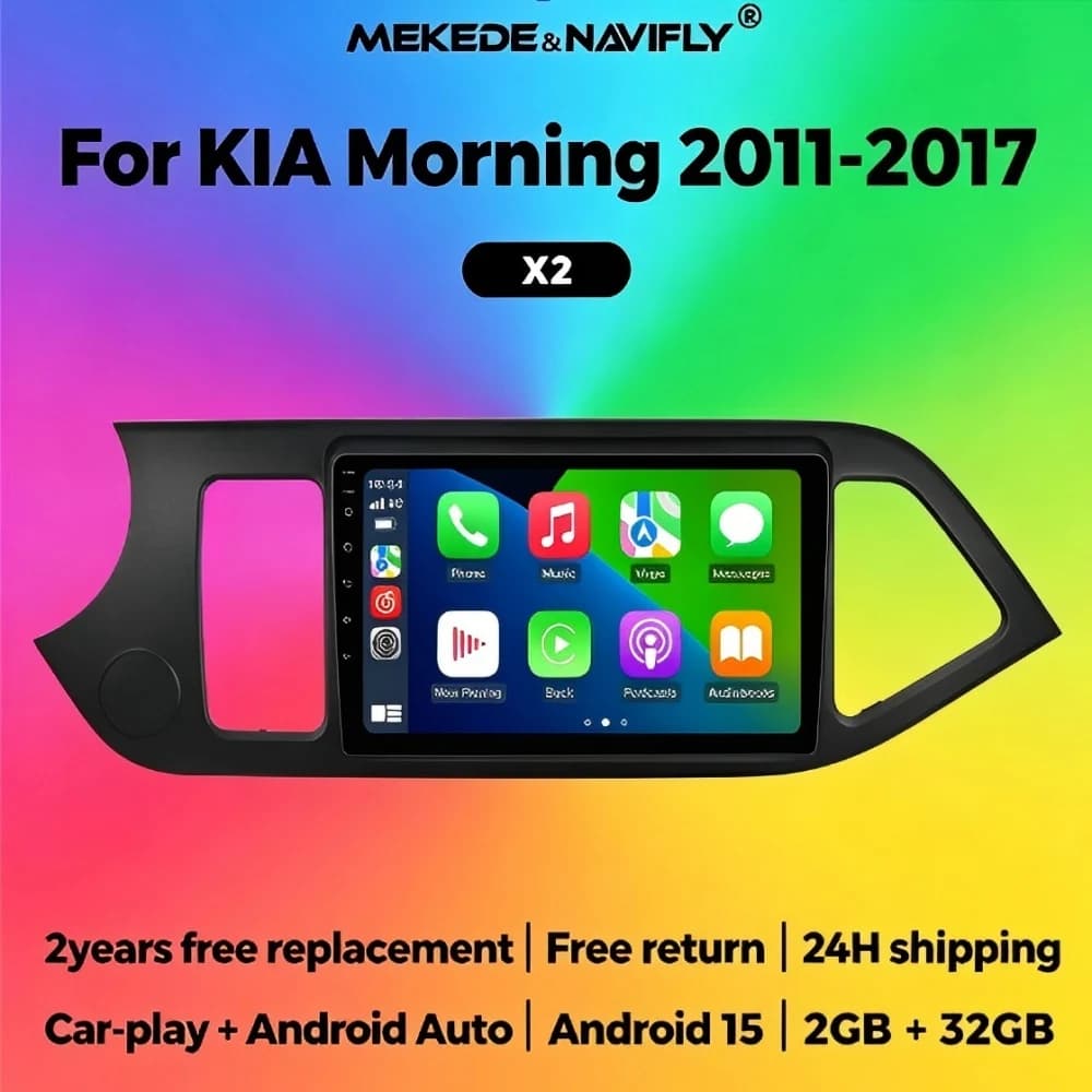 Autoradio Android 15 MEKEDE 2 Din per KIA Morning Picanto 2011-2016, Lettore Stereo Multimediale con Display e Bluetooth