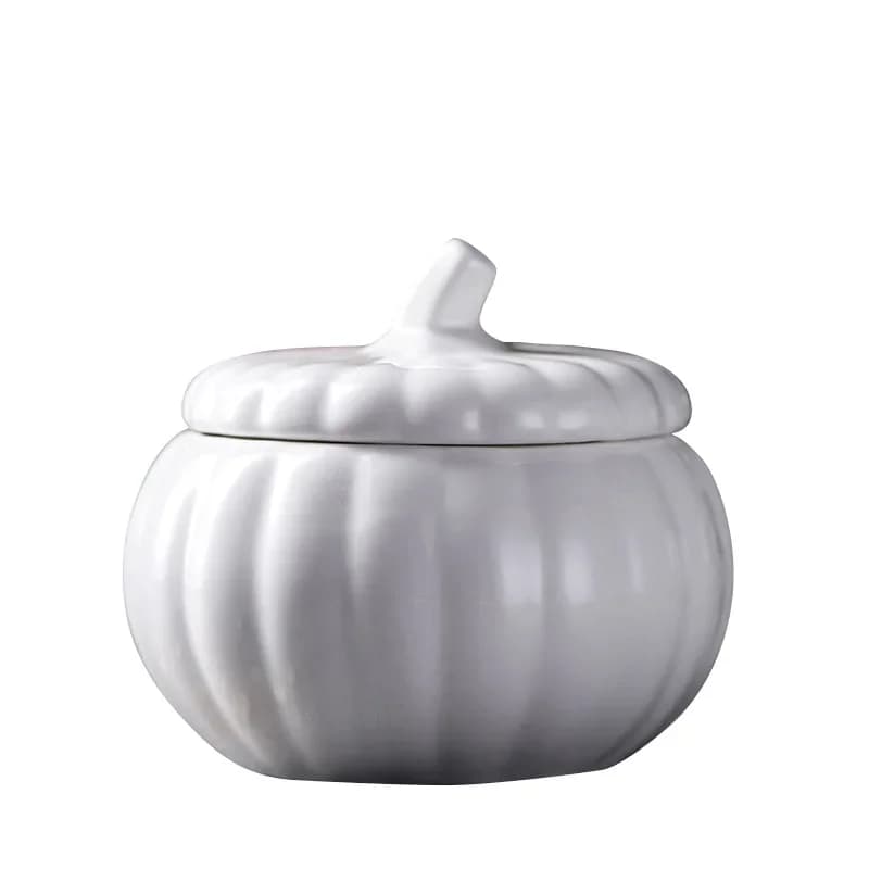 400ml Nordic Style Pure White Porcelain Soup Bowl Pumpkin Shaped Dessert Pot with Fitting Lid Noodle Tablewares Food Container