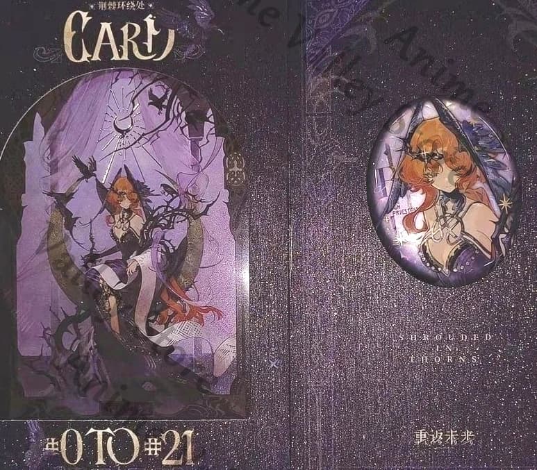 Genuino Anime Reverse:1999 Druvis III Cosplay Distintivo Tarocchi Carta Cartoon Emblema Spilla Carte Acrilico Sabbie Mobili Mattone In Piedi Segno