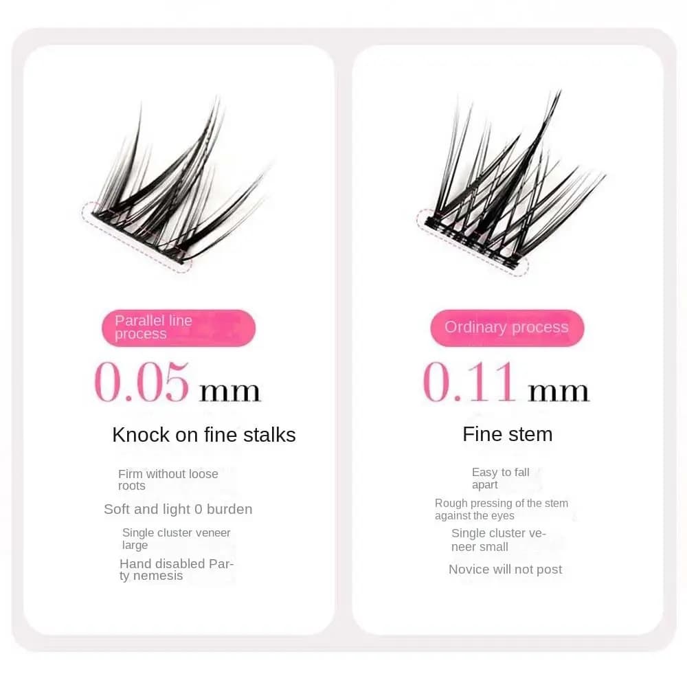 Ciglia Finte a Segmenti Effetto L Curl 7-12mm, Ciglia a Ciuffetti Individuali Fai da Te, Extension Ciglia Riutilizzabili a Ala Obliqua per Donna