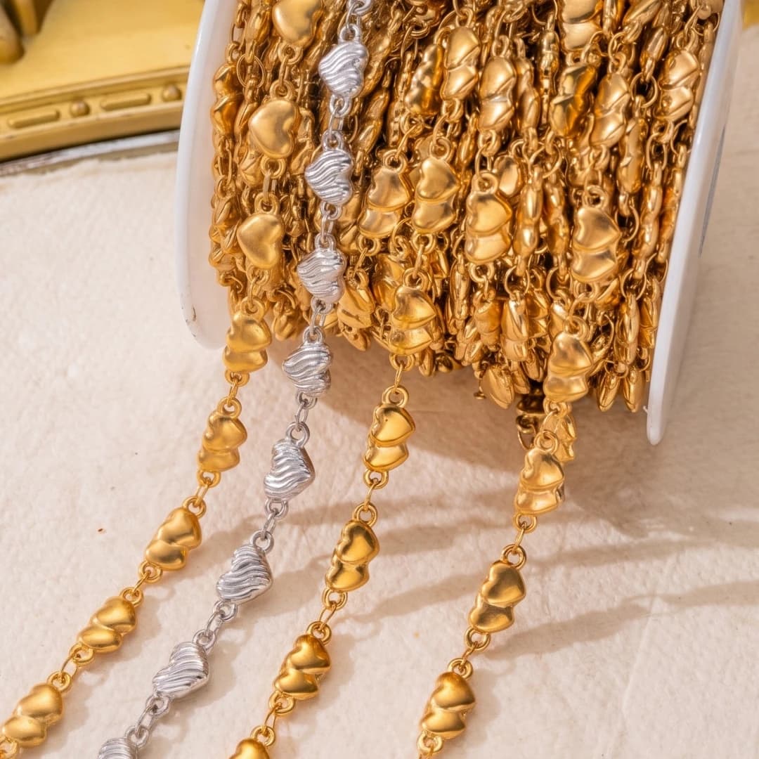 1meter Stainless Steel Heart Love Link Chains For Jewelry Supplies Findings Women Necklace Bracelet DIY Material Accessories