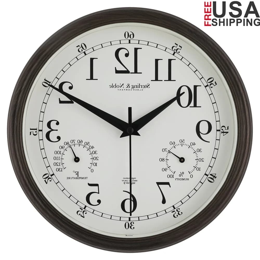 Orologio da parete per interni ed esterni in bronzo antico da 8,75 pollici con termometro igrometro Orologio analogico con movimento al quarzo leggero e durevole