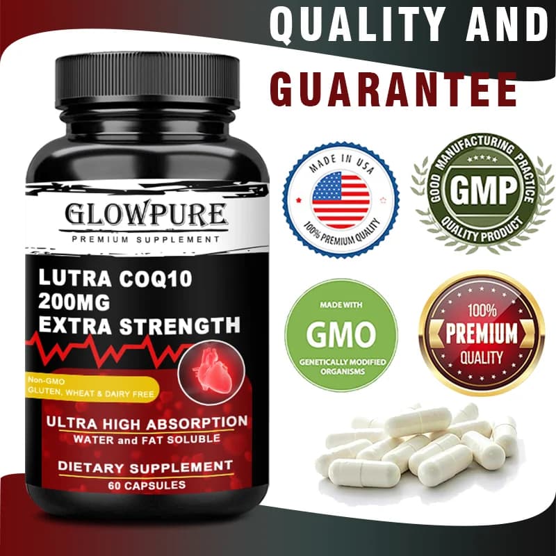 Coenzyme Q10 with vitamin E - Heart health supplement for energy, blood pressure and antioxidant support
