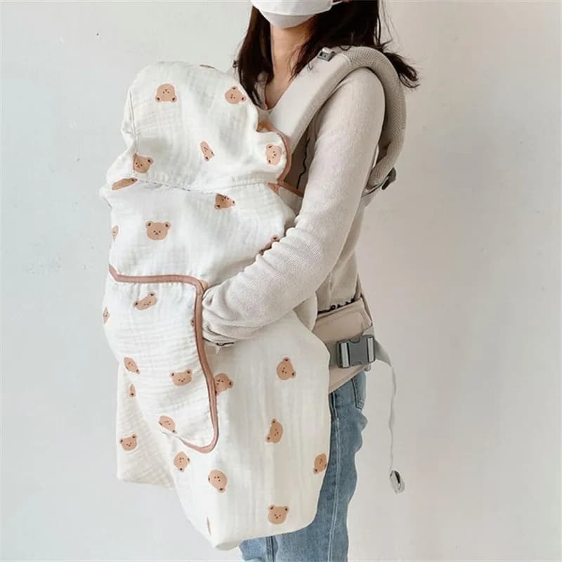 Coperta per marsupio multifunzionale per neonati Coperta per passeggino antivento coreana anti-zanzara simpatico cartone animato Coperta per scialle neonato