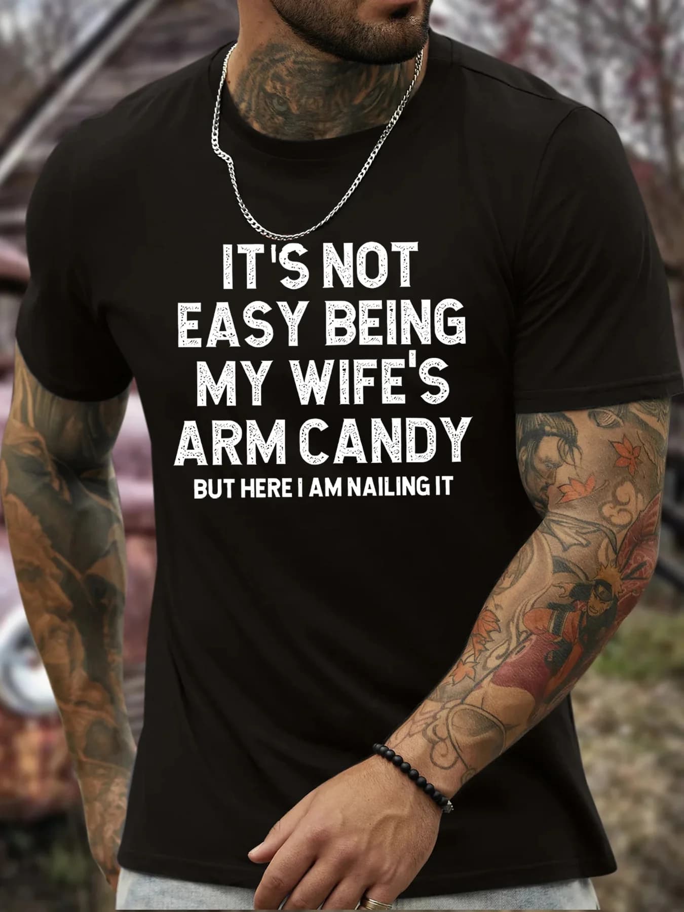 T-shirt stampata con motivo girocollo casual da uomo, stampa di lettere alla moda, top estivo sportivo e casual versatile a maniche corte