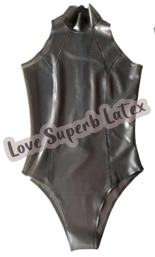 Body in black transparent latex Sexy latex swimsuit Gummi Catsuit Body with zipper to back waist