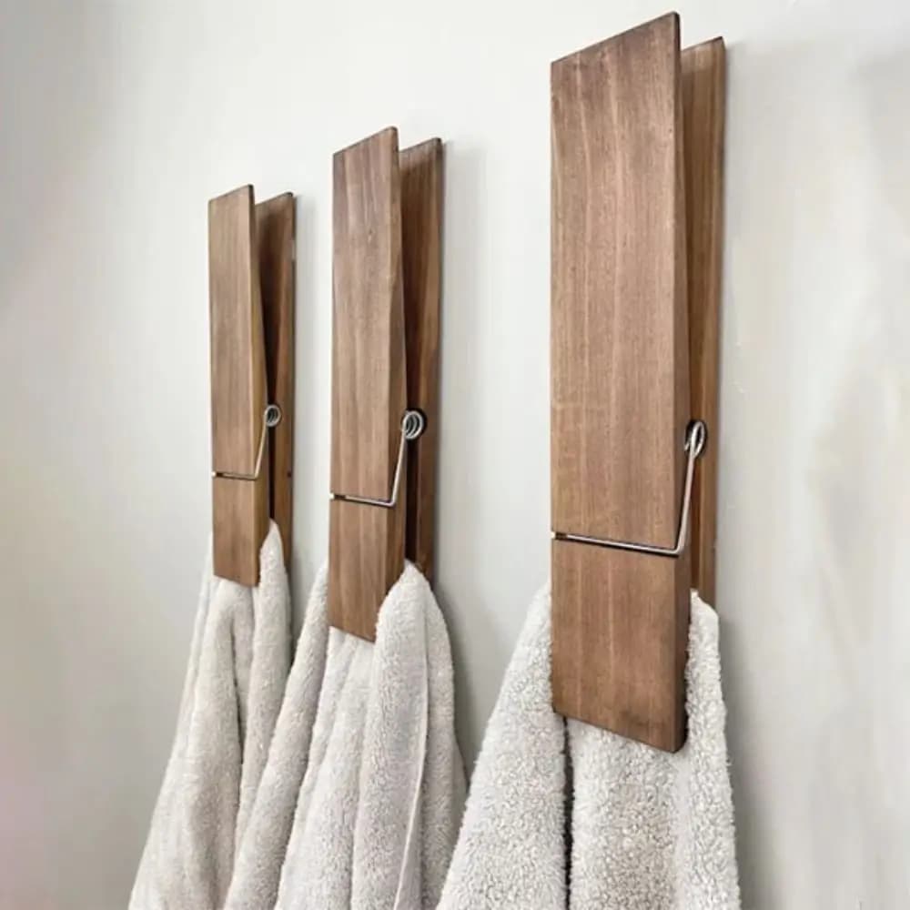 Nuovo portasciugamani gigante in legno accessori portasciugamani da bagno molletta gigante portasciugamani grande molletta divertente 30CM/12IN