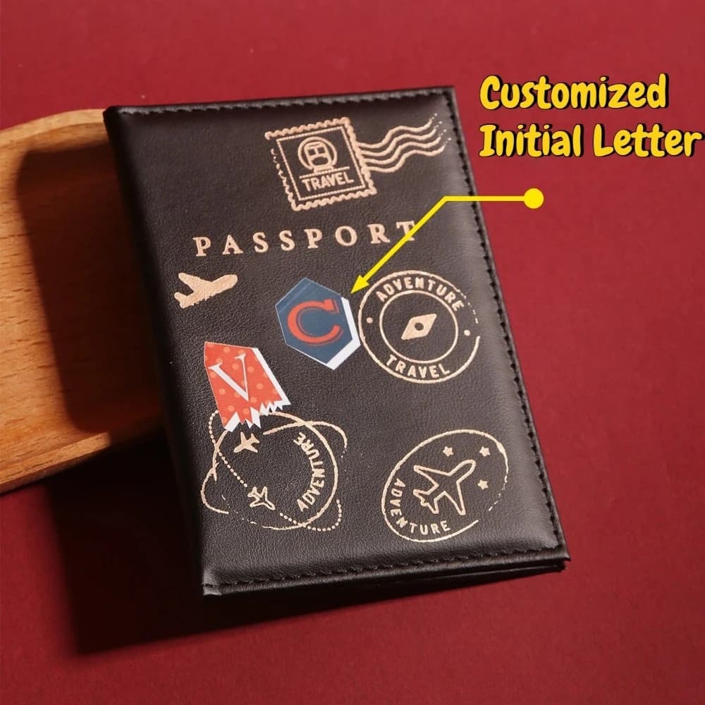 Porta Passaporto Personalizzato con Combinazione di Lettere, Custodia in Pelle Personalizzabile per Passaporto, Porta Documenti e Carte da Viaggio Personalizzabile