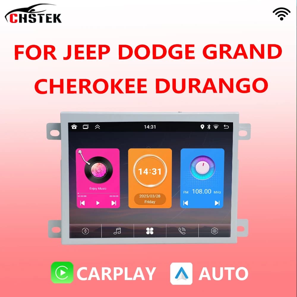 CHSTEK Car Radio For Jeep Dodge Grand Cherokee Compass Challenger Charger Durango Navigation Multimedia Wireless Auto Carplay