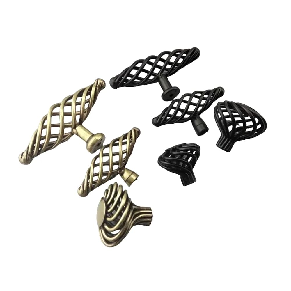 Antique Spiral Birdcage Arts Furniture Hardware Knobs Kitchen Cabinets Sliding Door Drawer Wardrobe Dresser Cupboard Pull Handle