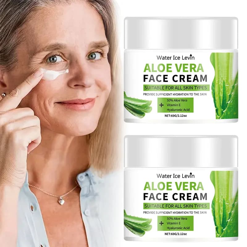 Aloe vera cream, suitable for men and women, hypoallergenic moisturizing cream containing hyaluronic acid and collagen, suitable for all skin types, soothing, no irritation