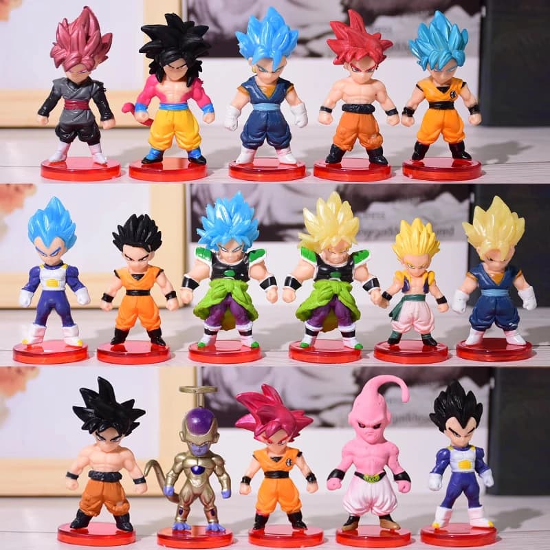 16 Pz/set Dragon Ball Z Super Saiyan Son Goku Anime Figure Giocattoli Gohan Vegeta Broly Piccolo Majin Bu Action Figurine Modello Bambole