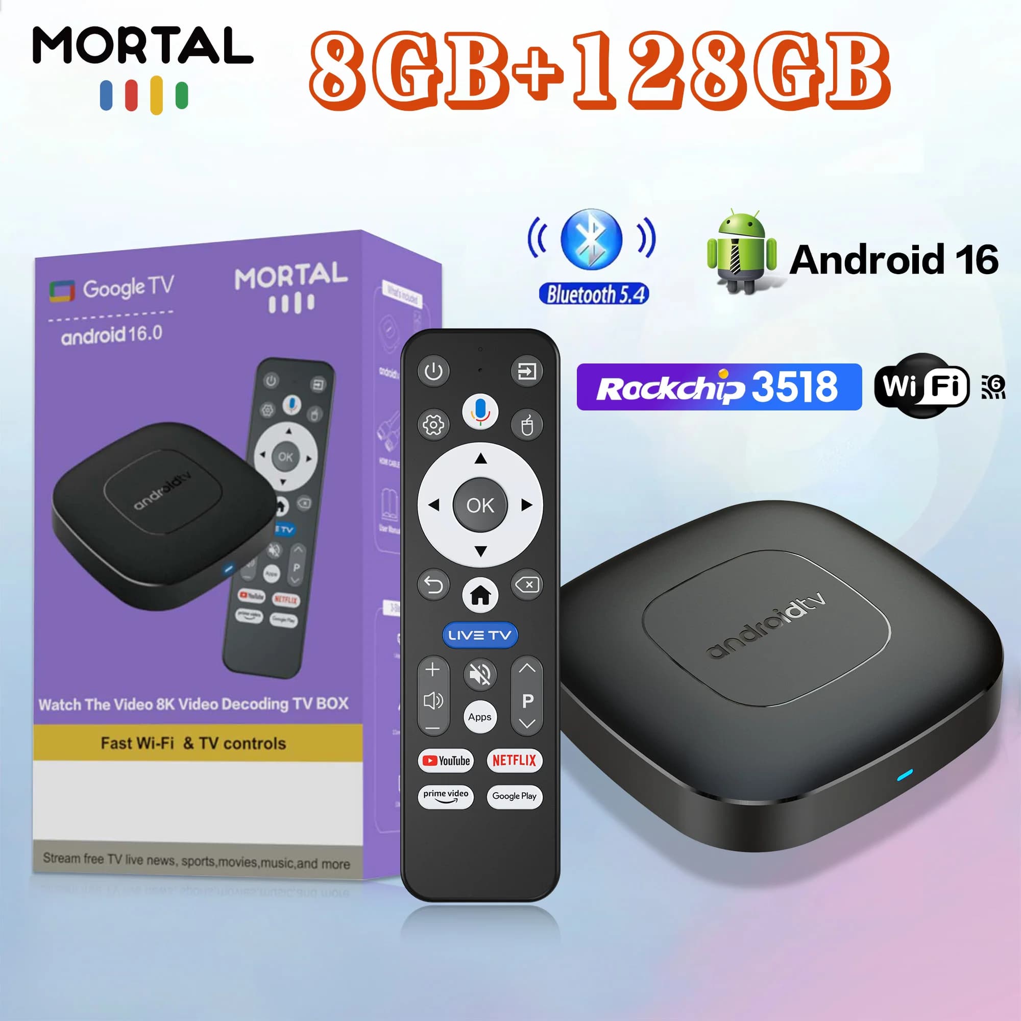 2026 Recentemente Aggiornato T1 Android 16 Smart TV Box RK3518 Quad Core 8 GB di RAM 128 GB di ROM Dual Wifi 2.4G/5.8G Lettore multimediale Home Theater