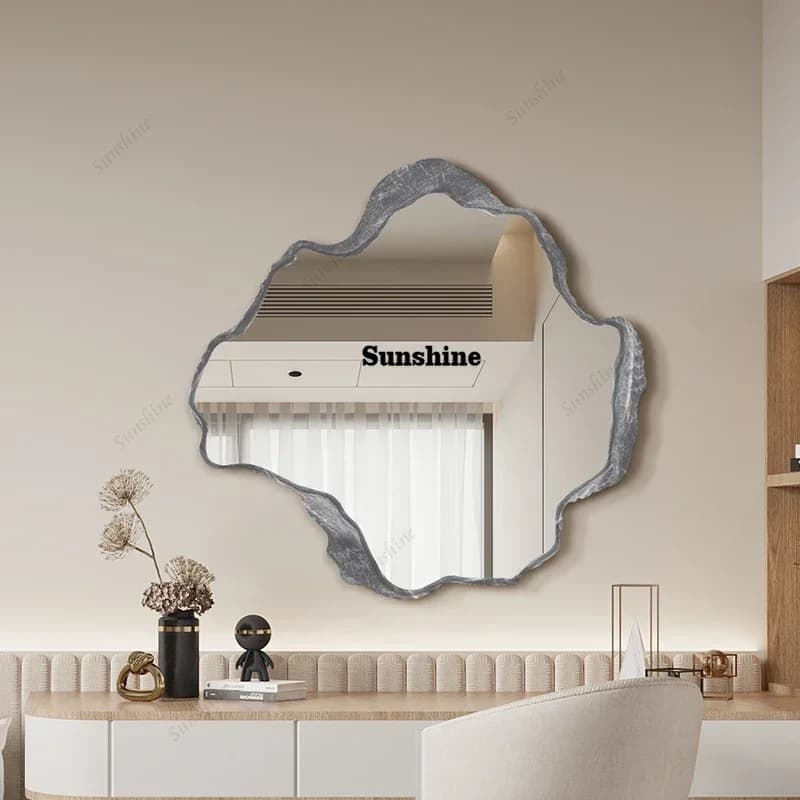 Specchio da Bagno Irregolare, Specchio Decorativo Asimmetrico per Soggiorno, Specchi Moderni Personalizzati per la Casa